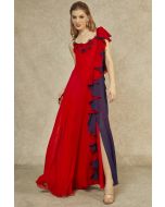 Red Flame & Midnight Blue Cascading Gown