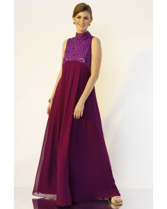 Purple Hand Embroidered Gown