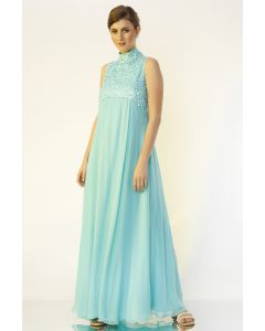 Sea-Green Hand Embroidered Gown