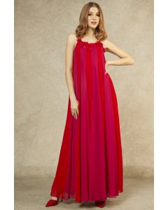 Red Flame & Magenta Multi-Panelled Gown