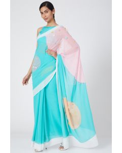 Multi Colored Pastel Saree With Embroidery