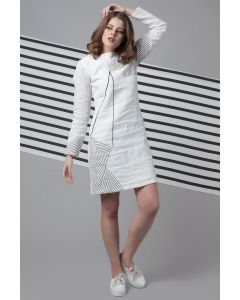White Monochrome Patchwork Dress