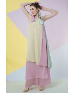 Lavender Layered Pleated One-Shoulder Tunic