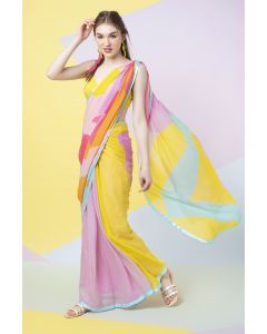 Lavender Abstract Leaf Saree