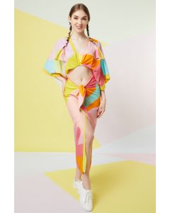 Lavender Abstract Printed Sarong Skirt Set