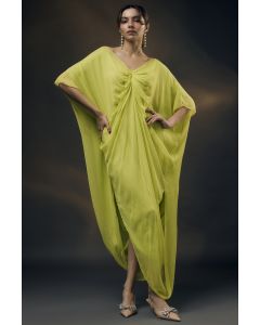 Yellow Bamberg Satin & Chiffon Jumpsuit With Inner