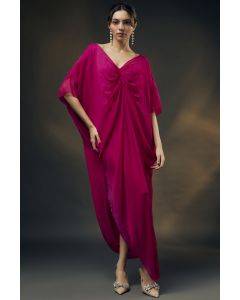Pink Bamberg Satin & Chiffon Jumpsuit With Inner