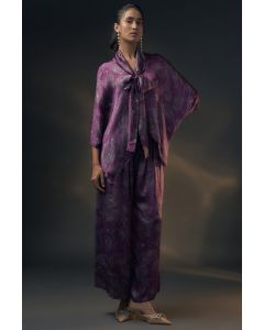 Aubergine Bamberg Satin Printed Co-Ord Set