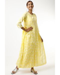 Light Yellow Tonal Printed Dress