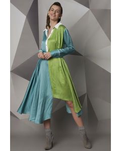 Green & Turquoise Hi-Low Dress