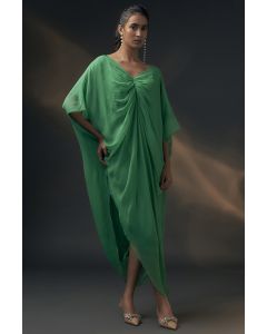 Green Bamberg Satin & Chiffon Jumpsuit With Inner