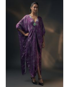 Aubergine Bamberg Satin Printed Dress
