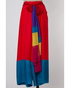 Red Color Blocked Pants