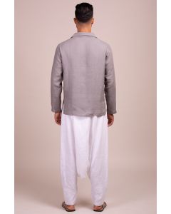 Grey Linen Tunic-Style Shirt