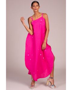 Fuchsia Embroidered Strappy Dress