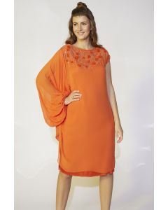 Orange Hand Embroidered Dress