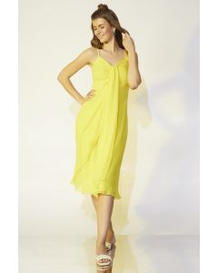 Lime-Yellow Gathered Dress