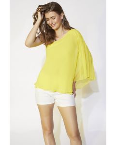 Lime-Yellow One-Shoulder Top