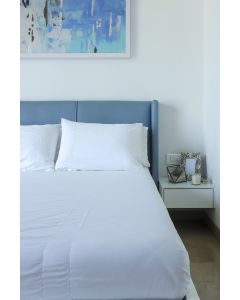 White Cotton Sateen Bedsheet Set With Fagoting Stitch Detail