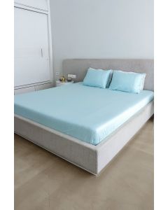 Minty Cotton Sateen Bedsheet Set With Fagoting Details