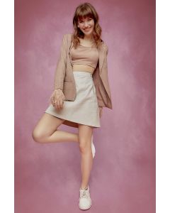 Nude Colored Double Georgette Blazer & Bustier