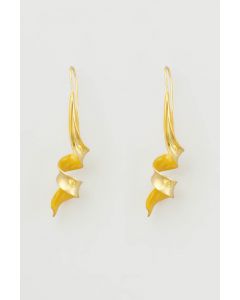 Gold Micro Plated Yellow Enameled Spiral Earrings