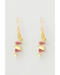 Gold Micro Plated Pink Enameled Earrings
