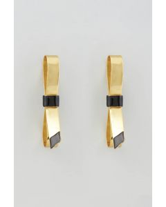 Gold Micro Plated Black Enameled Earrings
