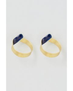 Gold Micro Plated Earrings With Blue Enamel