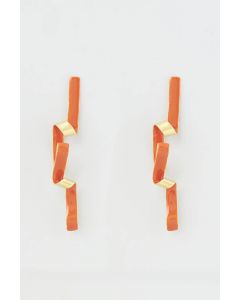 Gold Micro Plated Orange Enameled Earrings