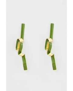 Gold Micro Plated Green Enameled Earrings