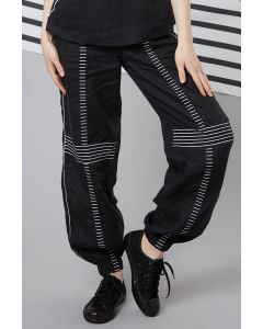 Black Monchrome Striped Jogger Pants