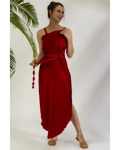 Scarlet Crinkle Petal Gown