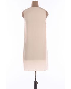 Peach Satin Slot Neck Sleeveless Dress With Patti Detailing