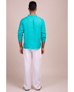 Mandarin Collar Full Sleeve T-Shirt Placket Tunic-Style Shirt