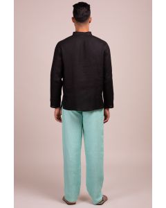 Mandarin Collar Full Sleeve 3 Buttons T-Shirt Placket Tunic-Style Shirt