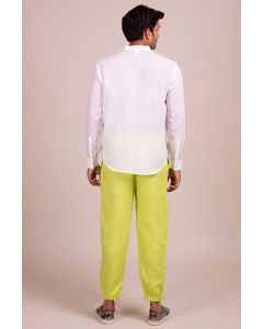 Mandarin Collar Full Sleeve Button Front Shirt With White Vertical Stripe Detail