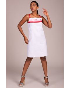 Strappy Shift Dress With Red Stripe Detail