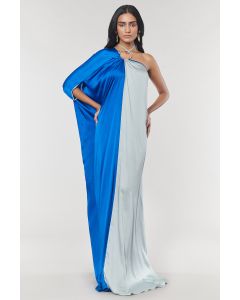 Blue & Grey One Shoulder Ring Gown