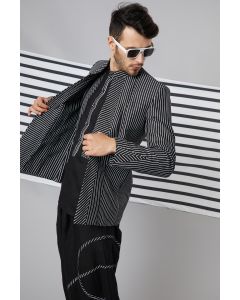 Black Striped Bandhgala Jacket