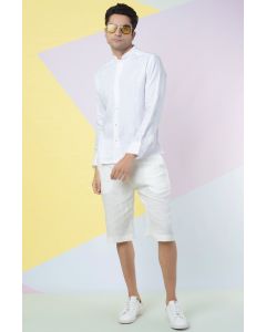 White Band Collar Linen Shirt & Short Co-Ord Set