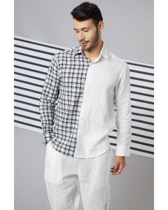 White Half & Half Checkered Shirt