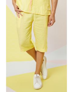 Yellow Stitchline Textured Linen Short