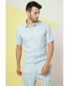 Pale Blue Invert Pleated Shirt