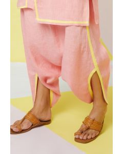 Cherry Blossom Dhoti Pants With Yellow Tape