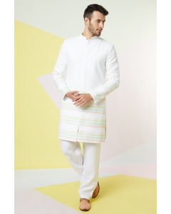White Linen Sherwani Set