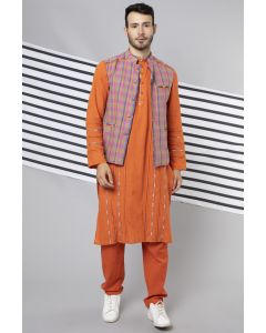 Orange Handloom Cotton Pants