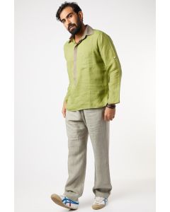 Mehendi Green Linen Shirt Kurta