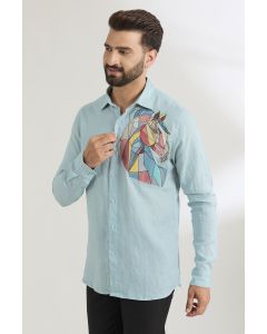 Pale Blue Linen Shirt