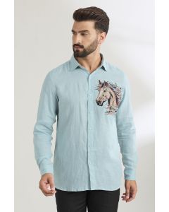 Pale Blue Linen Shirt